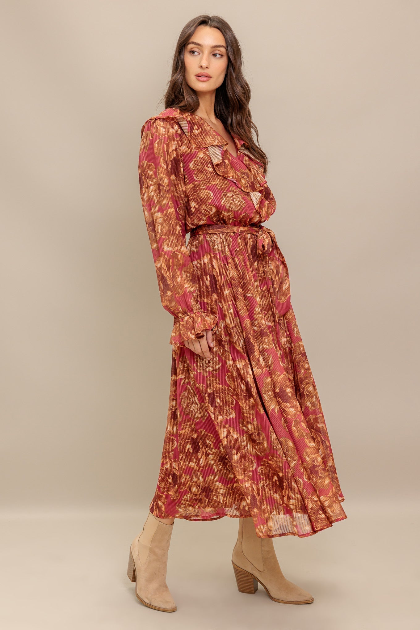 AUTUMN SONATA WOVEN MIDI DRESS Flying Tomato